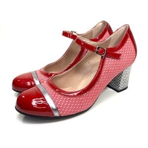 Dorking Red Leather Mary Jane Heels | 37